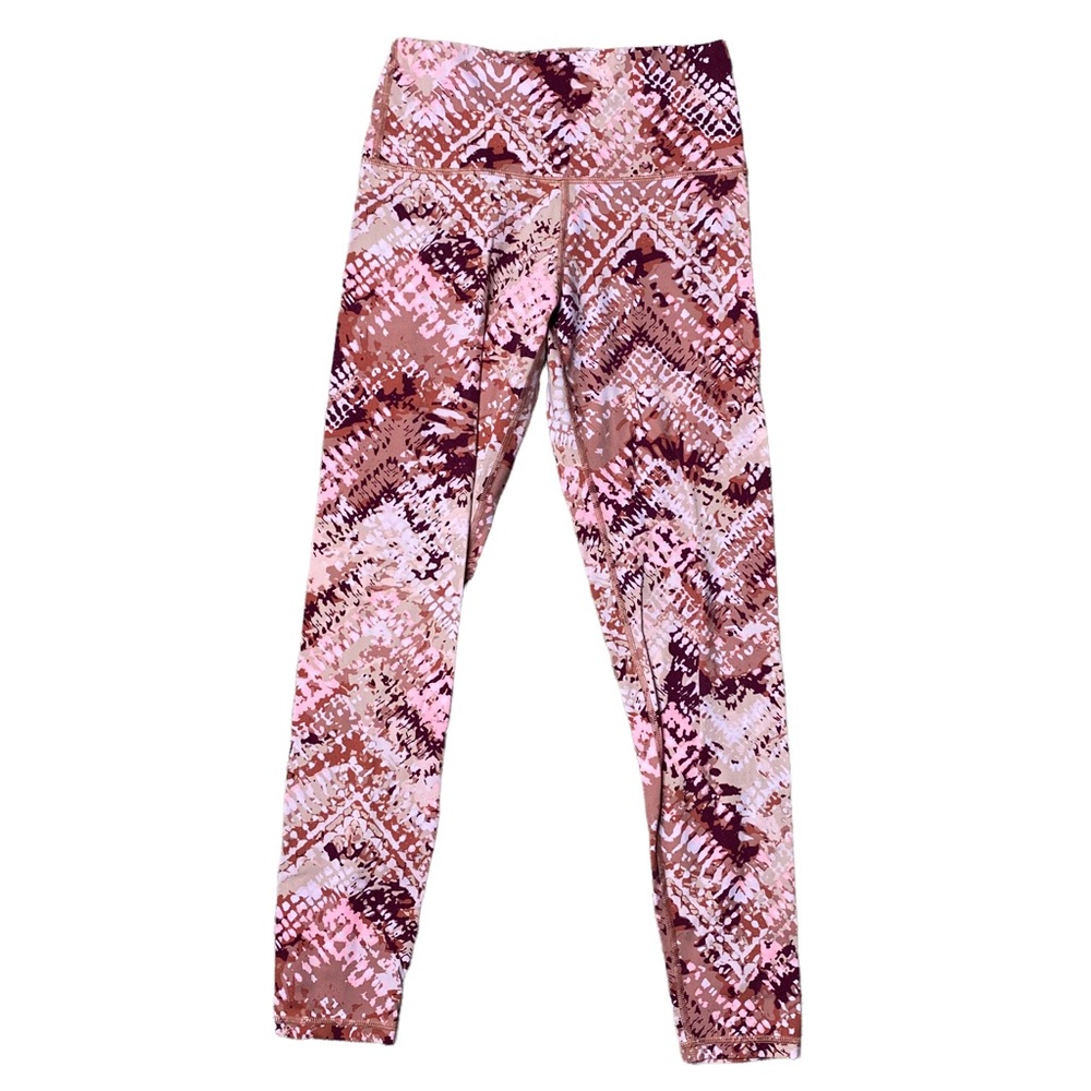 AERIE High Rise Printed Leggings Pink Orange Medium
